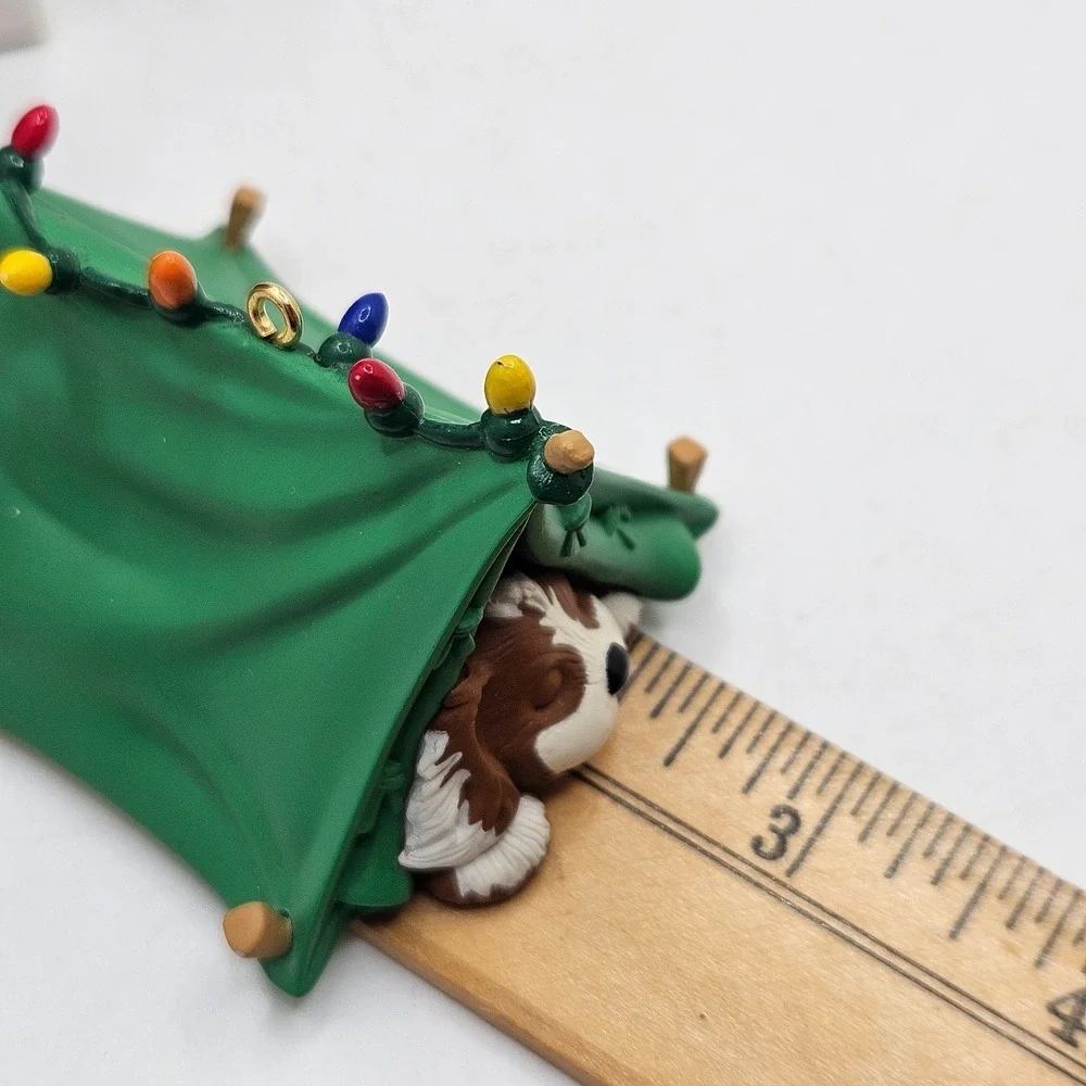 VTG Hallmark 1996 Pup-Tenting Keepsake Ornament Sleeping Puppy Dog Camping